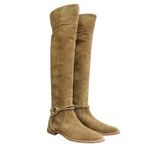 NEW Ulla Johnson Alps Suede Knee High Boots Moss Olive Gray Pull On 39